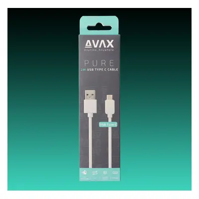 AVAX CB123W PURE USB A - USB-C kábel 2.1A, 2m fehér