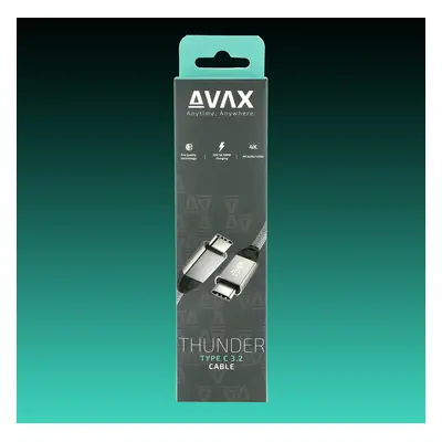 AVAX CB901 THUNDER 3.2 USB-C kábel 100W/10Gbps 1m, viharszürke