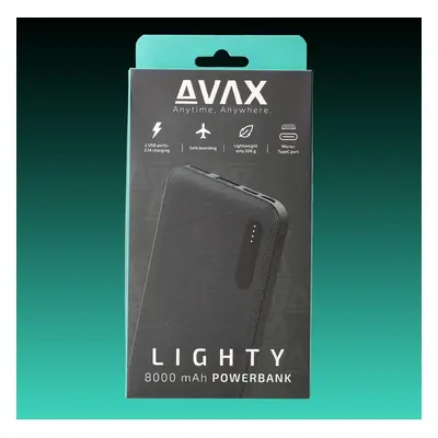 AVAX PB103B LIGHTY 8.000mAh USB-C powerbank, fekete