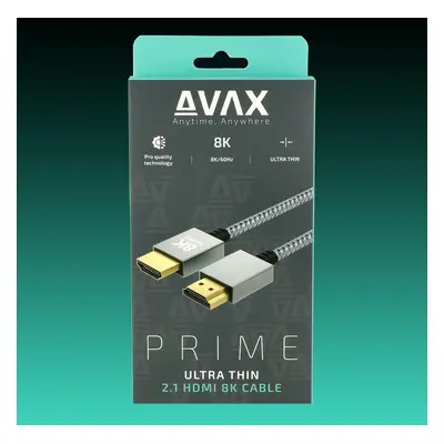 AVAX AV900 PRIME HDMI 2.1 kábel, 8K/60Hz Ultra vékony cink ötvözetű sodorszálas, asztroszürke