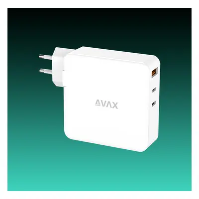 AVAX CH921W PRIME 140W GaN gyors hálózati töltő 2x USB C (PD 3.1)+USB A 30W, fehér