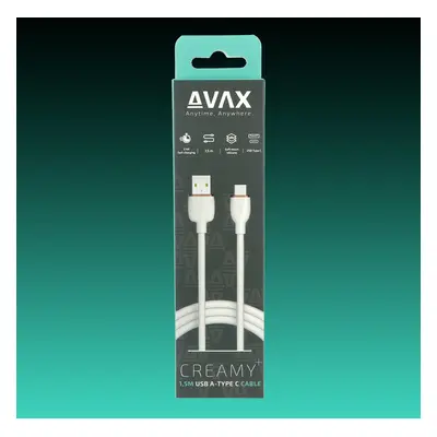 AVAX CB620 CREAMY+ USB A - USB-C gyorstöltő kábel 2.4A, 1.5m fehér-roséarany