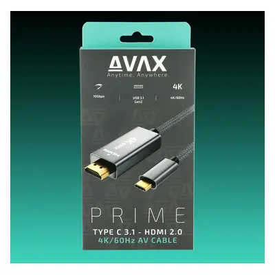 AVAX AV902 PRIME USB-C - HDMI 2.0 AV kábel 4K/60Hz, sodorszálas