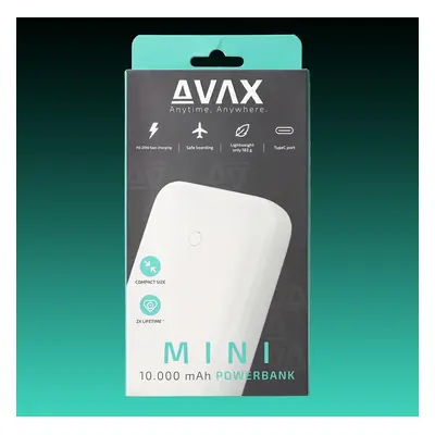 AVAX PB105W MINI 20W 10.000mAh PD/USB-C gyorstöltő powerbank, fehér