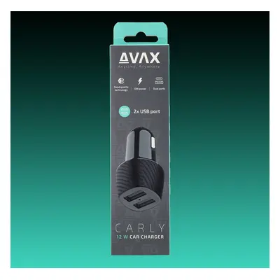 AVAX CC301B CARLY 12W Autós töltő adapter 2x USB A, fekete