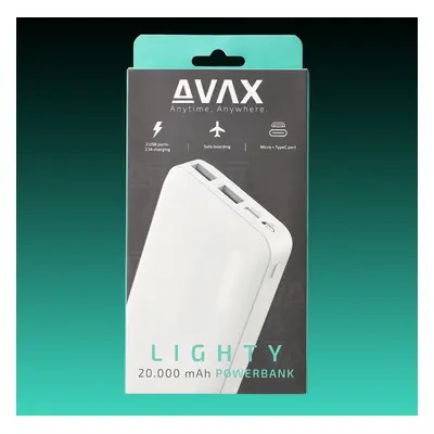 AVAX PB201W LIGHTY 20.000mAh USB-C powerbank, fehér