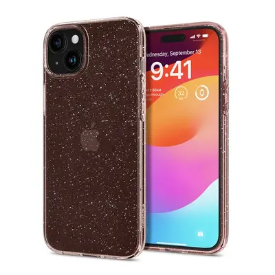 Spigen Liquid Crystal Glitter Apple iPhone 15 Plus tok, csillámos, rózsaszín, átlátszó