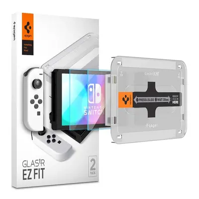 Spigen "Glas.tR EZ FIT" Nintendo Switch OLED tempered kijelzővédő fólia felhelyező kerettel (2db