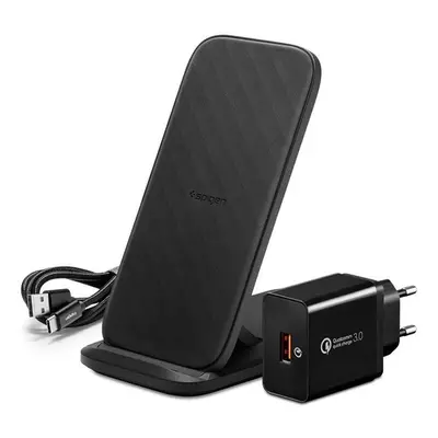 Spigen Essential F316W vezeték nélküli wireless gyorstöltő, 15W, fekete