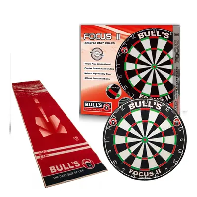 Bull&#039;s Focus II darts tábla + 5mm vastag szőnyeg, komplett darts csomag