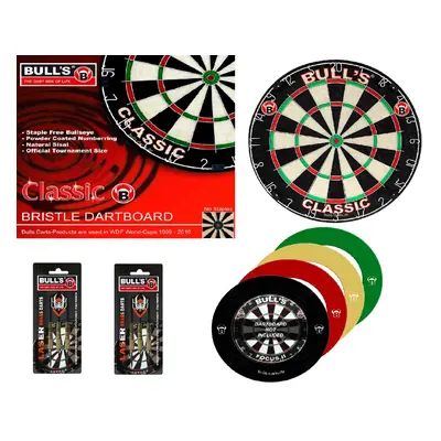 darts tábla Bull&#039;s Classic + Bull&#039;s 4 részes falvédő (vörös, zöld vagy fekete) + 2 sze