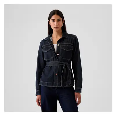 Kabát GAP Belted Featherweight Jacket Dark Wash Indigo