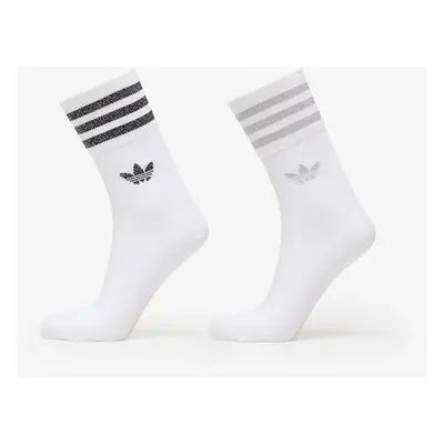 adidas Mid-Cut Glitter Crew Socks 2-Pack White/ Grey Two/ Black