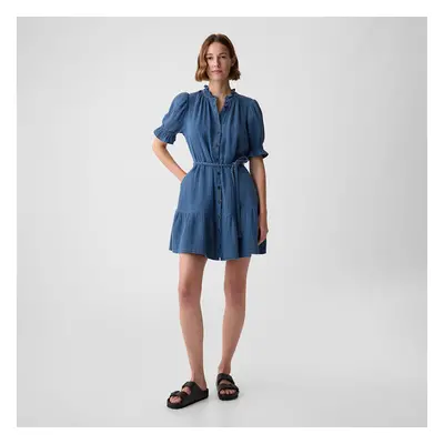 Ruha GAP Shortsleeve Belted Gauze Shirtdress Medium Indigo 15