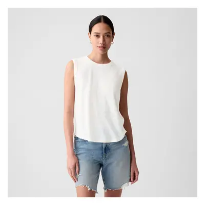 Top GAP Sleeveless Linen Blend Shell Top Optic White