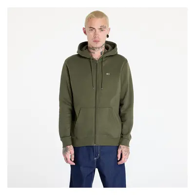 Pulóver Tommy Jeans Regular Flag Zip Through Hoodie Fatique Green