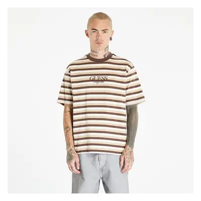 Póló GUESS Horizontal Stripe Tee Coarse Brown Multi