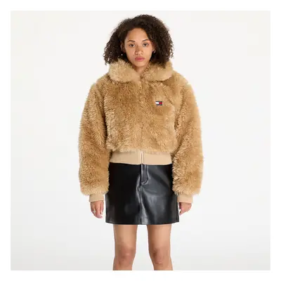 Kabát Tommy Jeans Faux Shearling Jacket Beige