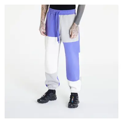 Melegítőnadrág PREACH Oversized Patchwork Sweat Pant GOTS Grey Melange/ Purple/ Off White