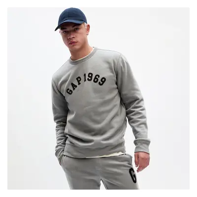 Pulóver GAP Crewneck Logo Sweatshirt Pilot Grey