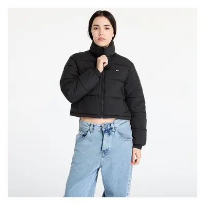 Kabát Tommy Jeans Crop Essential Puffer Jacket Black