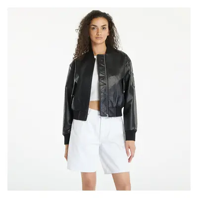 Kabát Calvin Klein Jeans Faux Leather Bomber Jacket Black