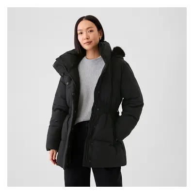 Kabát GAP Puffer Midi Coat Black