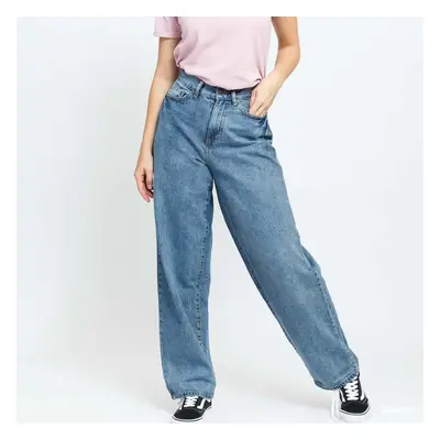 Nadrágok Urban Classics Ladies High Waist 90'SWide Leg Denim Pants Blue