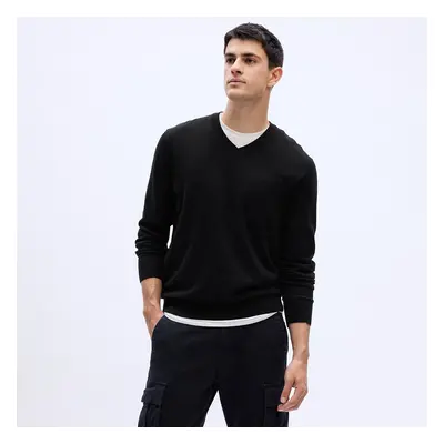 Pulóver GAP Cotton V Neck Sweater Black