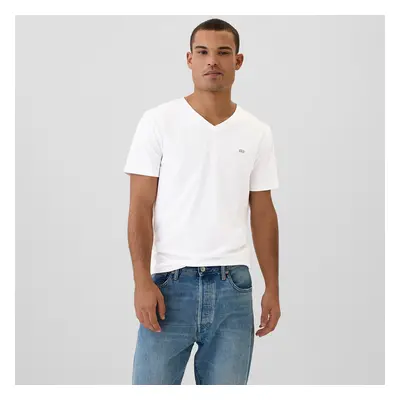 Póló GAP Micro Logo Vneck Tee White Global