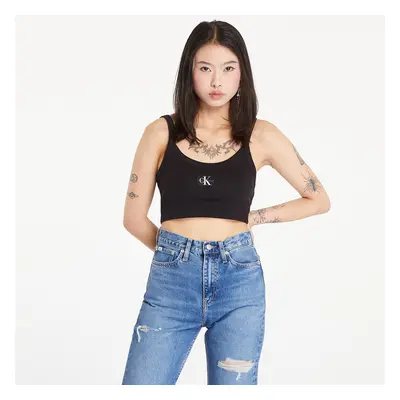 Calvin Klein Jeans Ribbed Cotton Bralette Top Black