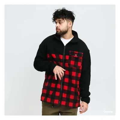 Pulóver Urban Classics Patterned Polar Fleece Track Jacket Black/ Red