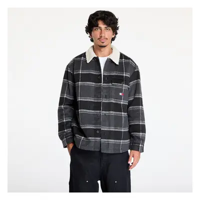 Kabát Tommy Jeans Check Sherpa Overshirt Black Check