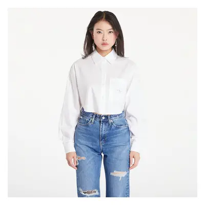 Ing Calvin Klein Jeans Woven Label Cropped T-Shirt White