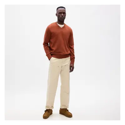 Pulóver GAP Cotton V Neck Sweater Burnt Russet