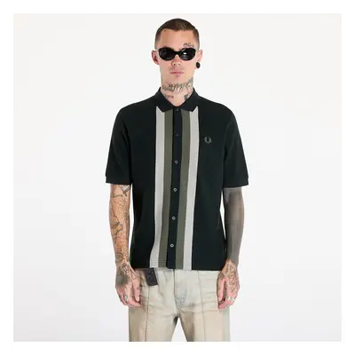 Póló FRED PERRY Panelled Button Through Polo Shirt Night Green