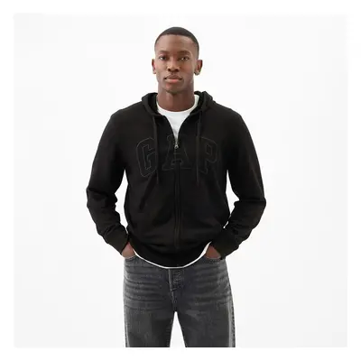 Pulóver GAP French Terry Fullzip Logo Hoodie True Black