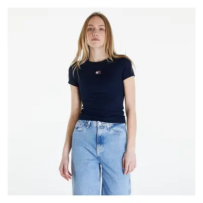 Póló Tommy Jeans Slim Badge Ribbed Tee Dark Night Navy