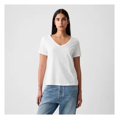 Póló GAP Shortsleeve Vneck Fresh White