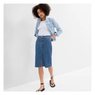 Szoknya GAP Denim Midi Skirt Medium Indigo