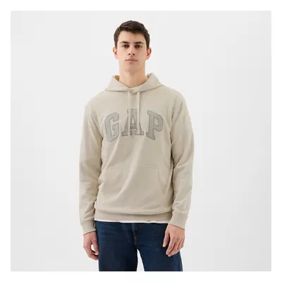 Pulóver GAP French Terry Pullover Logo Hoodie Unbleached White