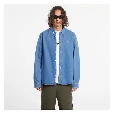 Ing Carhartt WIP L/S Weldon Shirt Blue Heavy Stone Wash