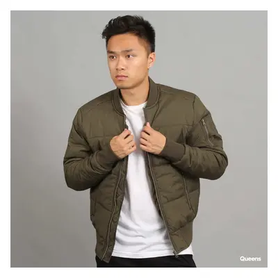 Kabát Urban Classics Basic Quilt Bomber Jacket Olive