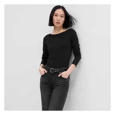 Top GAP Longsleeve Bateau Neck Modal Top Black