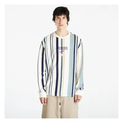 Póló GUESS Jan Stripe Ls Tee UNISEX Sandy Shore Multi