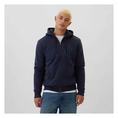 Pulóver GAP Logo Fullzip Sherpa Hoodie Navy Uniform