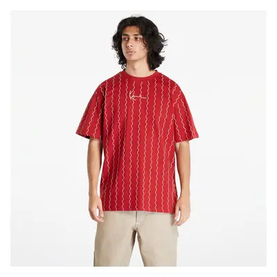 Póló Karl Kani Small Signature Ziczac Pinstripe Tee Dark Red/ Off White