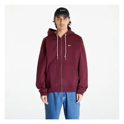 Pulóver Nike Solo Swoosh Men's Full-Zip Hoodie Night Maroon/ White