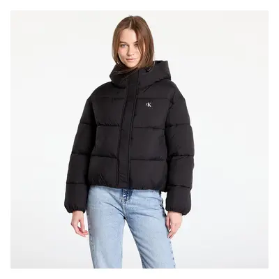 Kabát Calvin Klein Jeans Logo Short Hooded Puffer Jacket Black