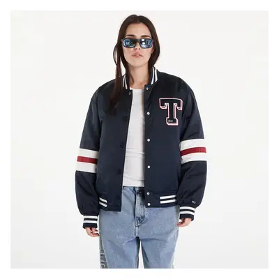 Kabát Tommy Jeans Satin Letterman Bomber Jacket Dark Night Navy